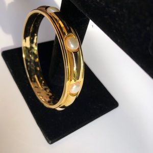 Gold tone pearl Bracelet 2 1/2” inside 1/2” W Liz Claiborne
